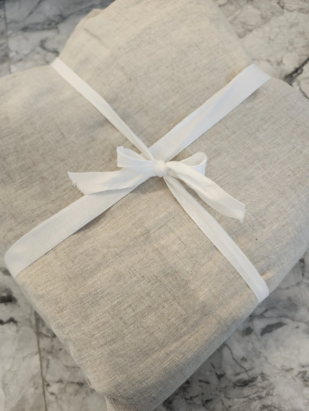 Quince 100% European Linen Duvet Cover Set Natural Chambray Full/Queen EUC